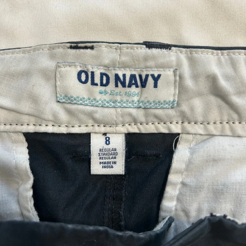 Old Navy Womens Black Chino Shorts Size 8 Mid Rise 3.5 Inch Inseam Casual